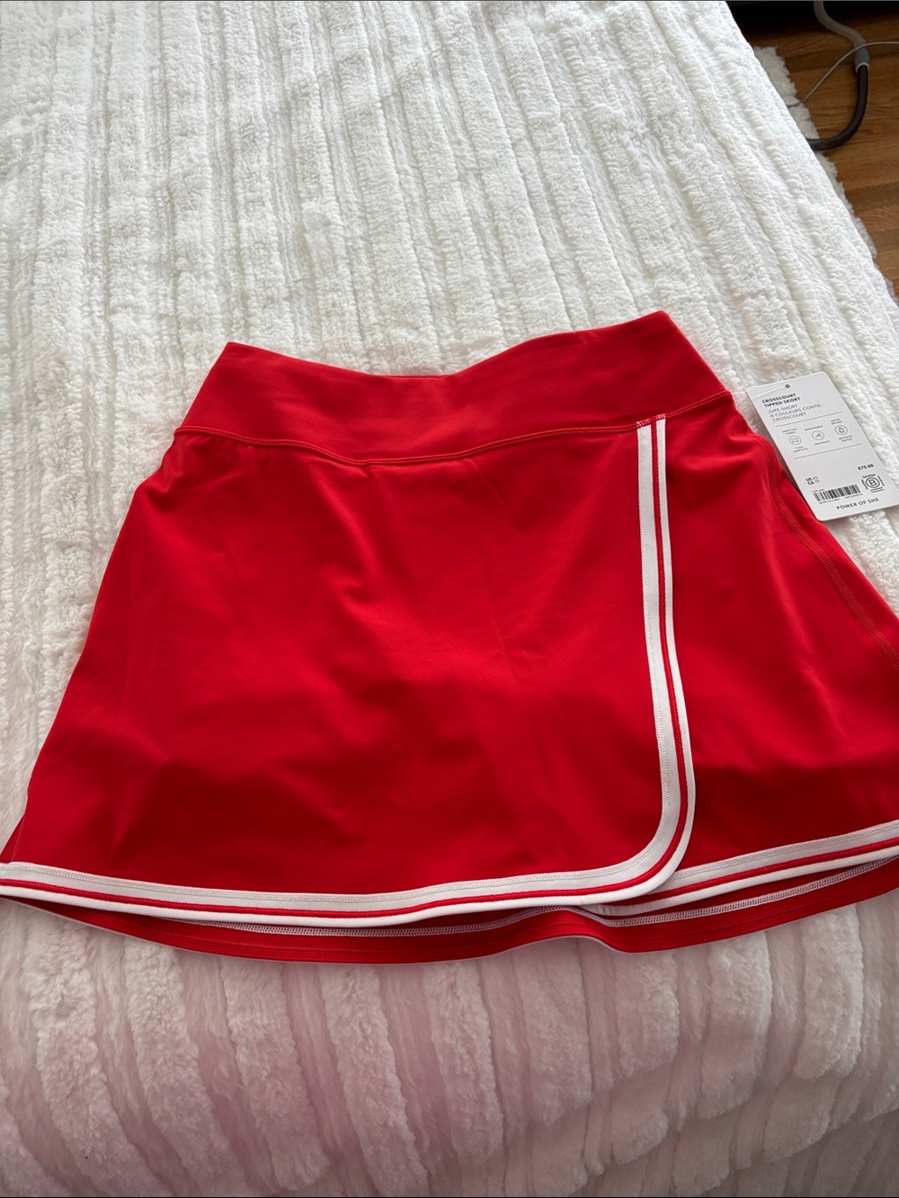 Athleta Red Mini Skort with White Stripe Trim